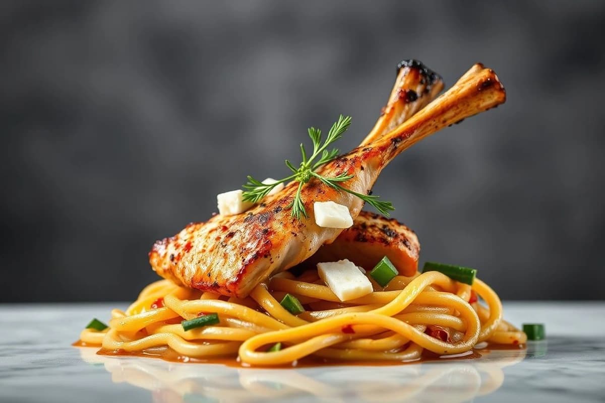 Cordero al Wok con Pepino y Queso de Cabra