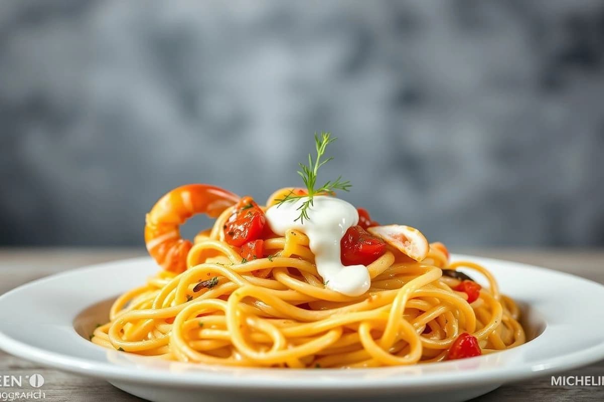 Fettuccine de Mariscos con Salsa de Tomate y Crema
