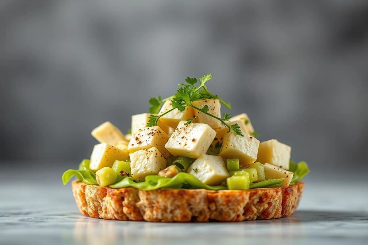 Mmmm... Tofu y Aguacate en Su Tostada de Lechuga y Pepino