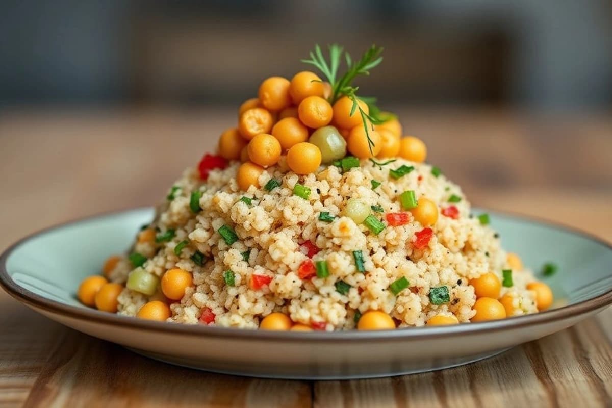 Quinoa con Garbanzos Tostados y Zanahorias Crujientes