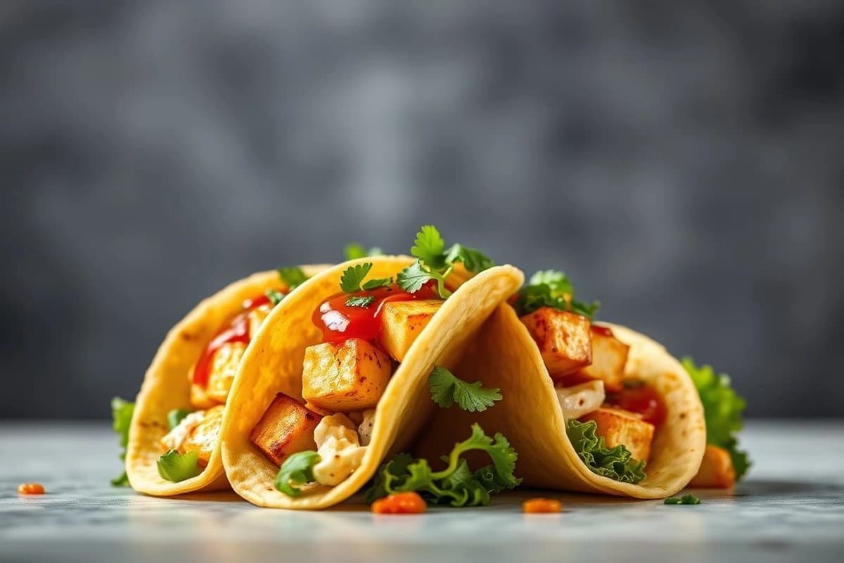 Tacos de Tofu y Soja Coreanos con Salsa de Gochujang