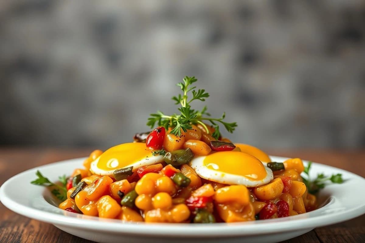 Tagine de Huevos con Especias y Verduras