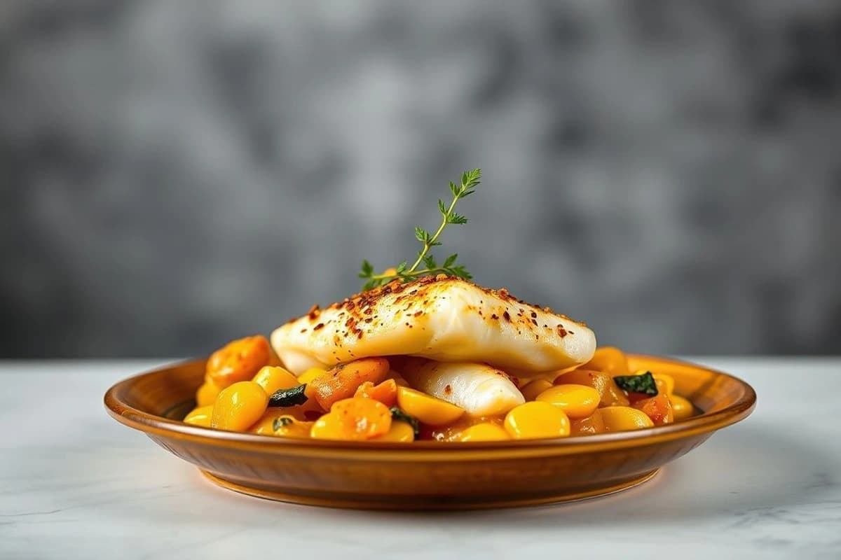 Tagine de Pescado Blanco con Cúrcuma y Especias
