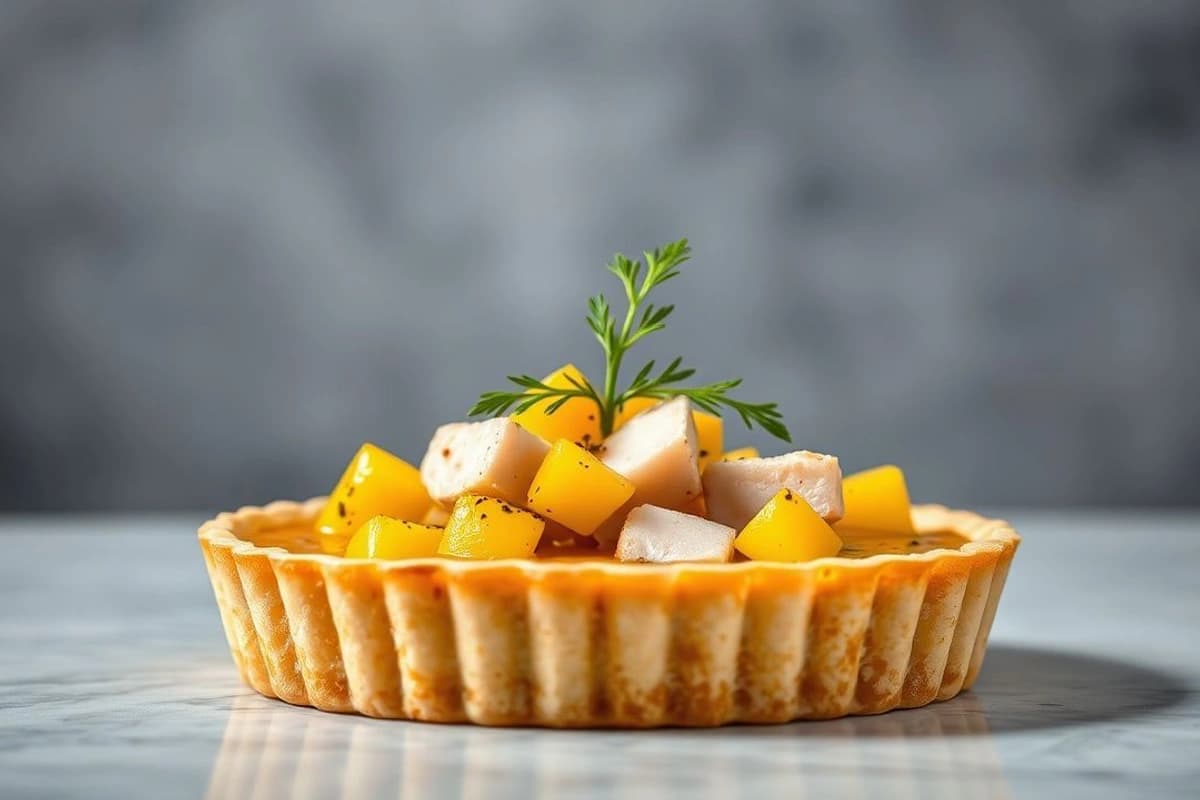 Tarta de cerdo vietnamita con salsa de mango y piña