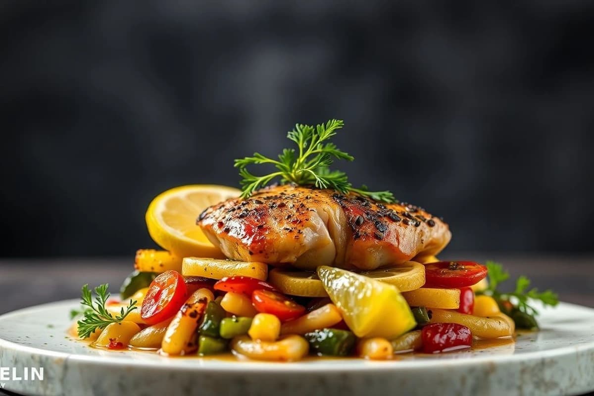 Ternera al Limón con Verduras Asadas a la Parrilla