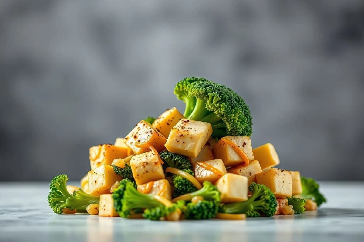 Tofu y Soja al Vapor con Zanahorias y Brócoli