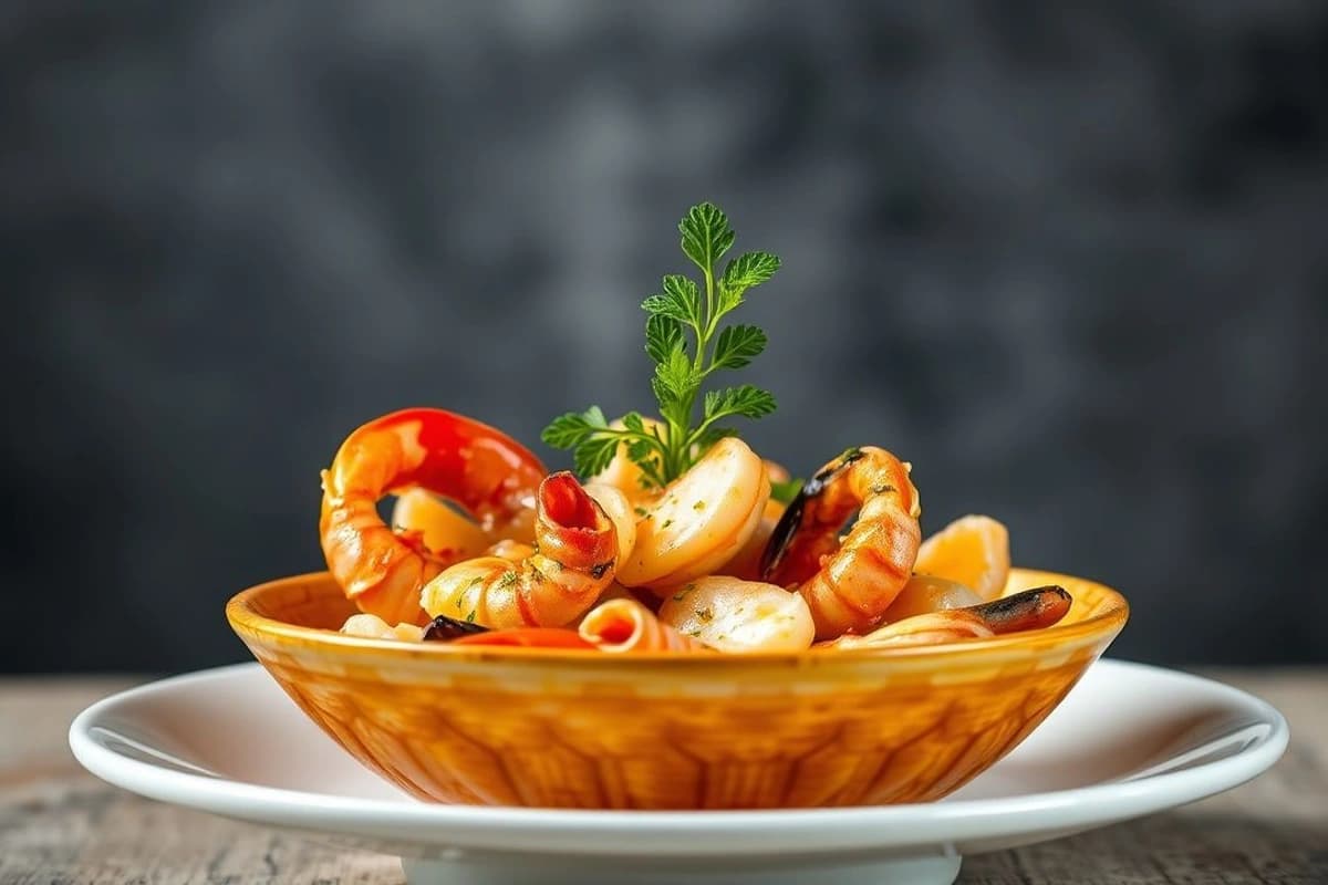 Tom Yum de Mariscos con Fideles de Arroz al Vapor