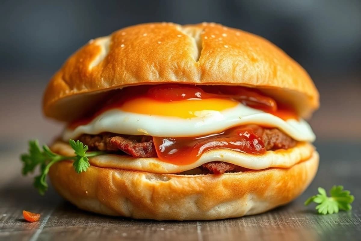 Tortas de chorizo con huevo poché y salsa de chipotle