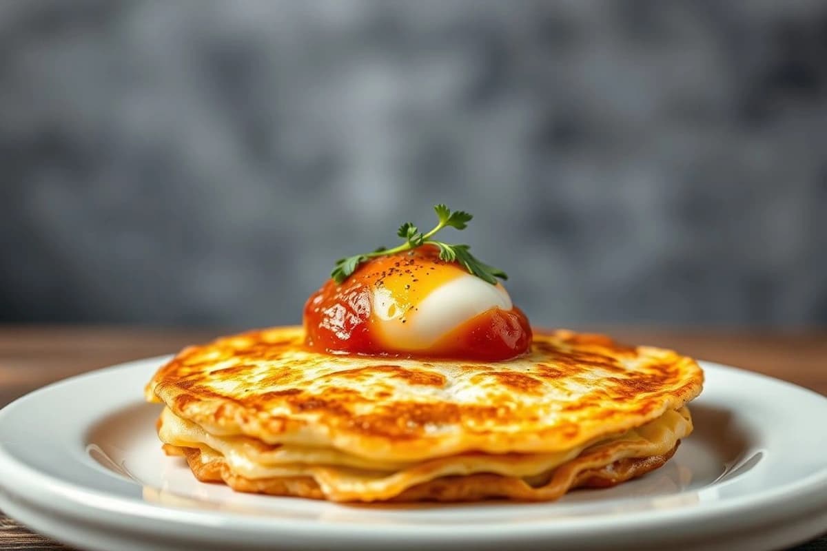 Tortilla de Milanesa con Huevo Poché y Salsa Criolla