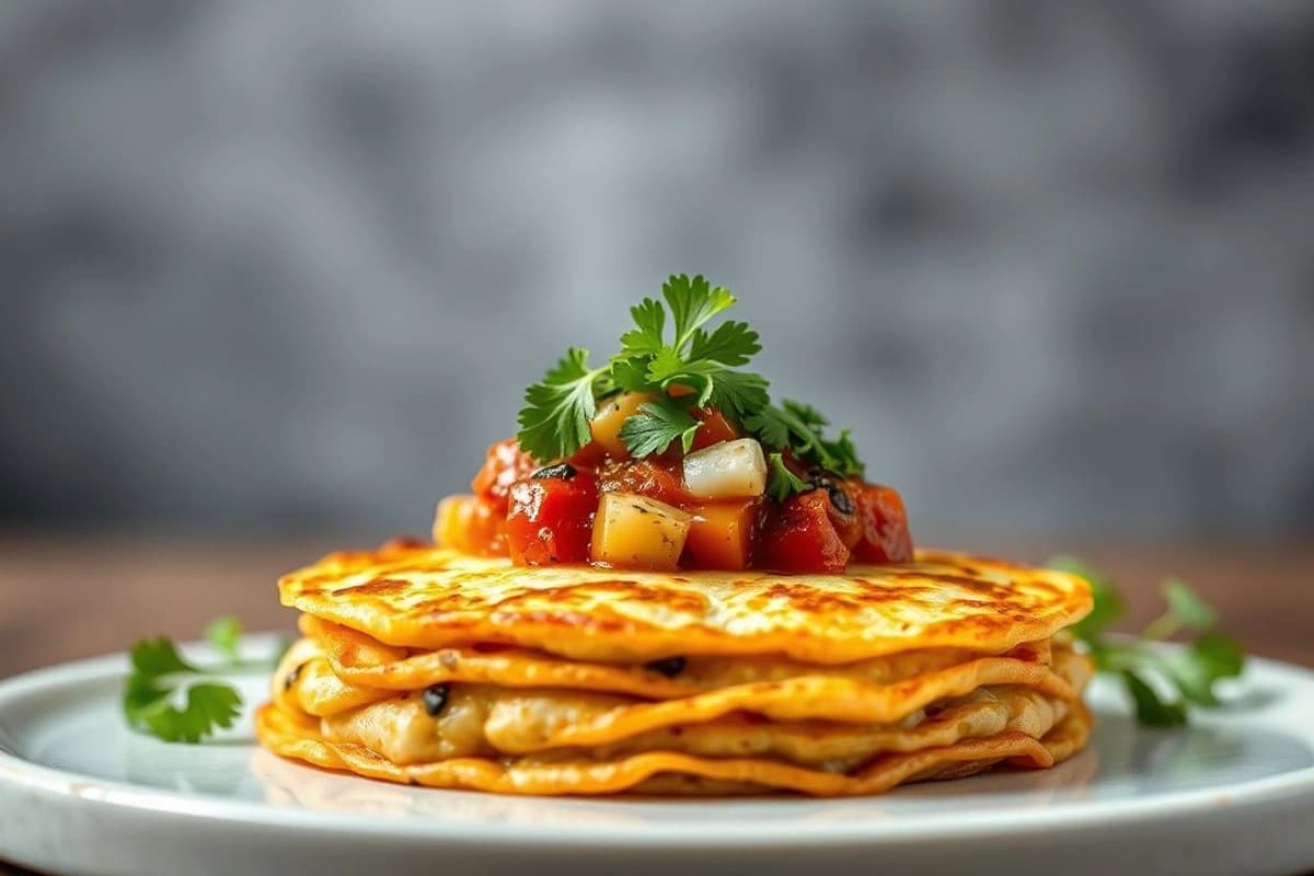 Tortilla de Tofu y Soja con Salsa de Tomate y Cilantro