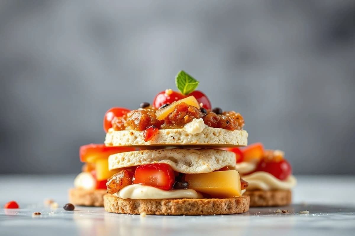 Alfajores de Tofu con Salsa de Soja y Frutas Secas Tostadas