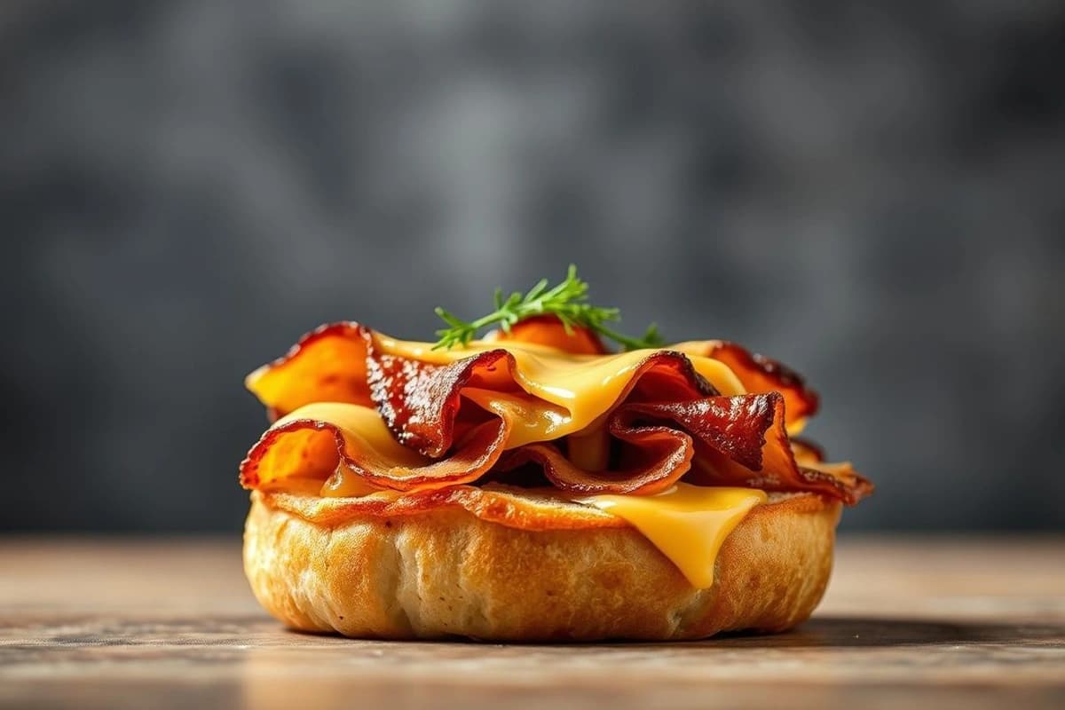 Bacoa de Cerdo con Negra y Queso Cheddar en Pan de Centeno