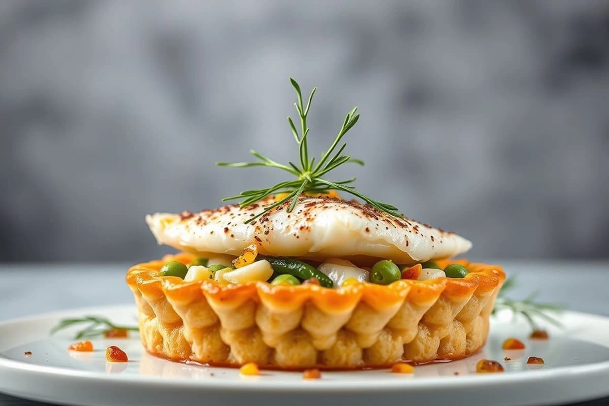 Bastilla de Pescado Blanco con Espinacas y Especias Marroquíes