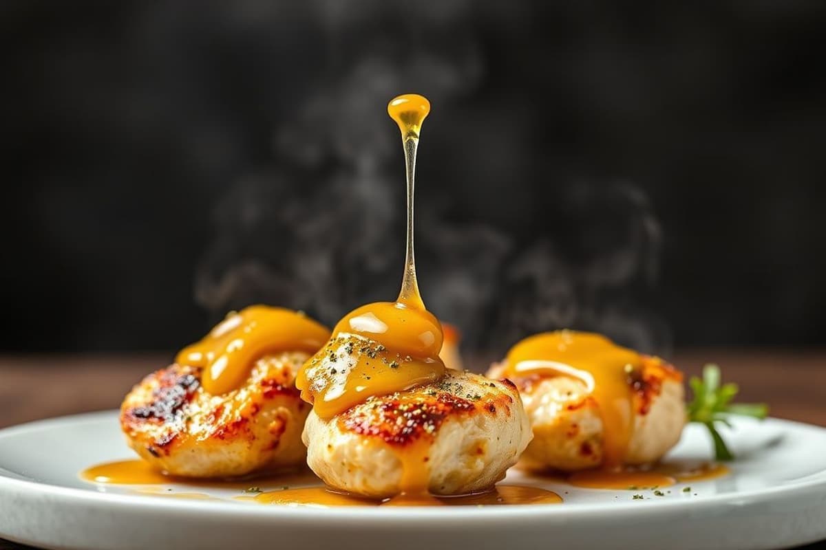 Brochetas de Pollo a la Parrilla con Mostaza de Dijon y Miel