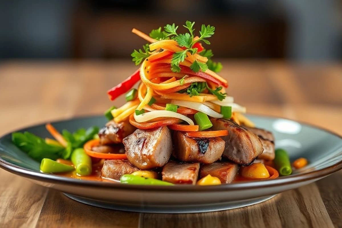 Bulgogi de Ternera Coreana con Verduras Asadas y Salsa de Soja Ahumada