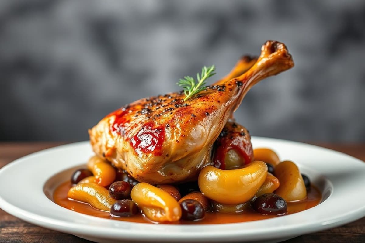 Coq au Vin con Champiñones Silvestres y Cebolla Caramelizada: Un Plato Romántico con Sabor a Francia