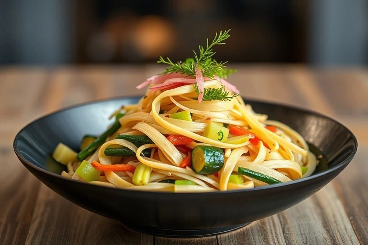 Ensalada de invierno en wok con calabacín, zanahoria y remolacha