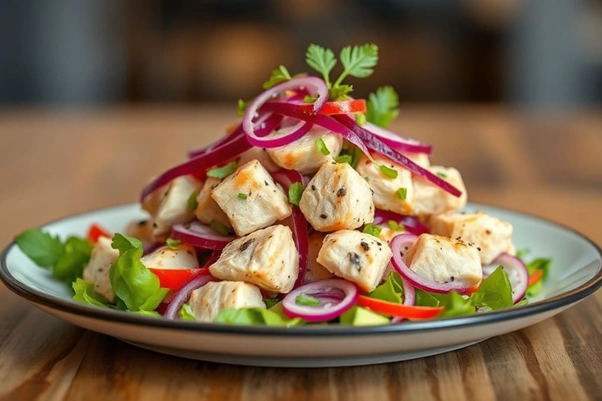 Ensalada de Pollo con Zanahoria y Cebolla Morada: Sabor de la Fiesta