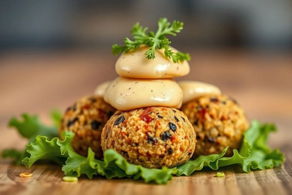 Falafel de Tofu Crujiente con Cebolla Caramelizada y Tahini Casero