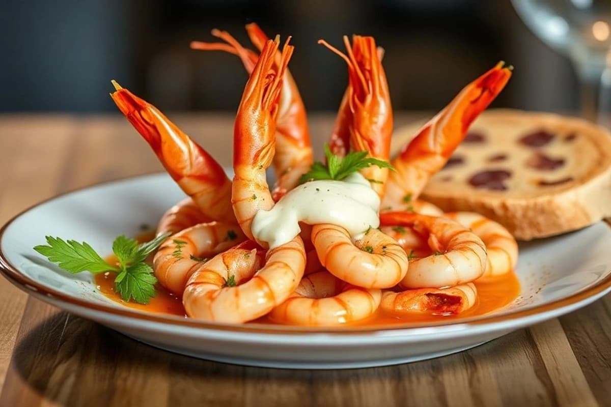 Gambas al Ajillo con Alioli Casero y Pan Crujiente: Un Plato de Fiesta