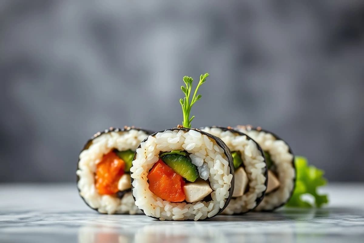 Gimbap Coreano con Tofu y Soja: Un Rollo de Arroz al Vapor con Sabor a Fiesta