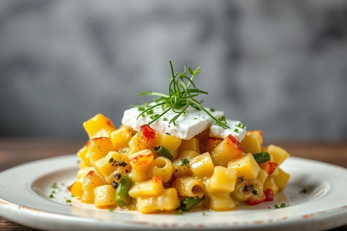Gratin de Calabacín y Hongos con Queso Labneh y Hierbas Frescas