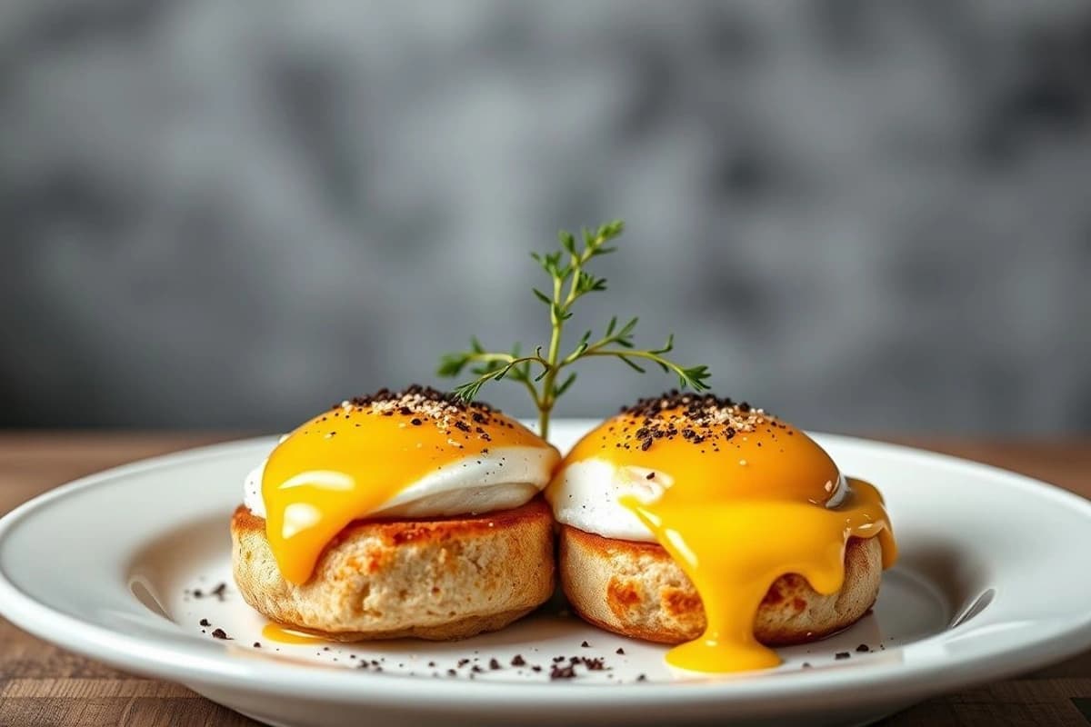 Huevos Ingleses cremosos con champiñones y setas, un plato británico de lujo