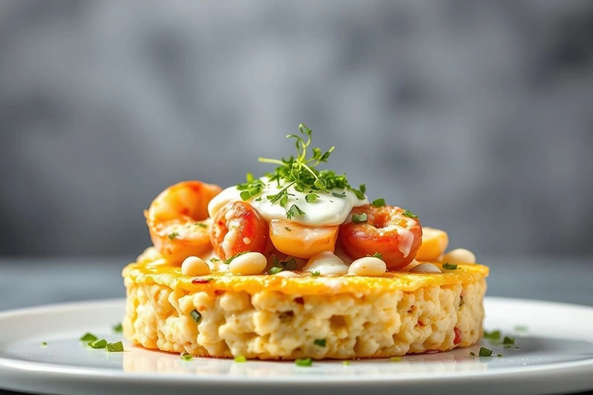 Knafeh de Mariscos con Crema de Mantequilla y Pistachos