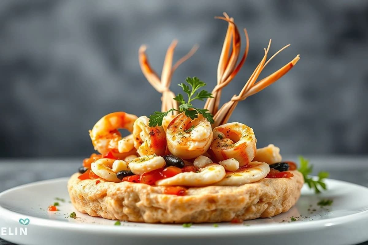 Lahmacun de Mariscos con Salsa de Tahini y Hummus Casero: Un Plato Principal Excepcional