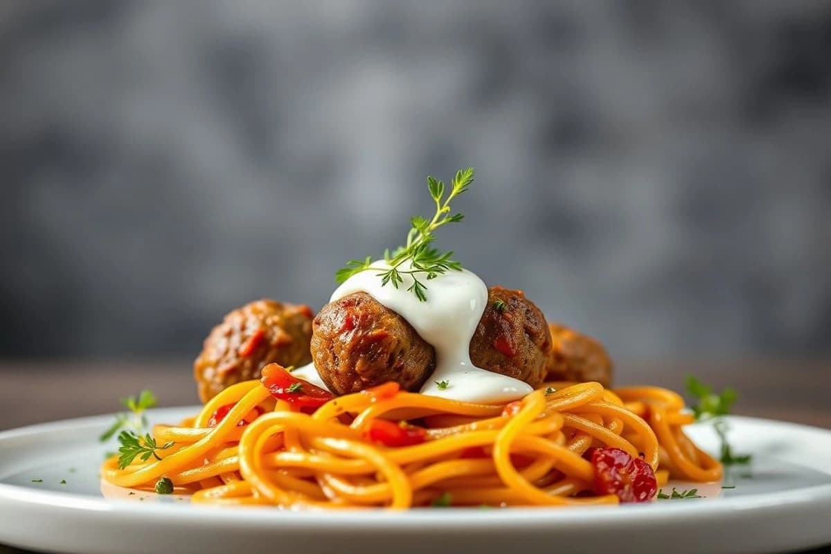 Lentejas Turcas con Koftas de Carne y Salsa de Yogur Aromatizada