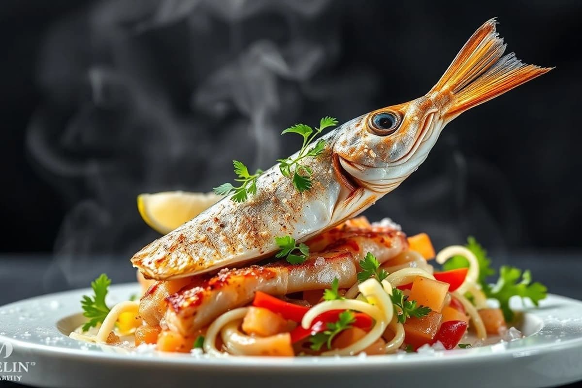 Merluza a la Parrilla con un Toque de Sal Marina y un Ensalada Fresca