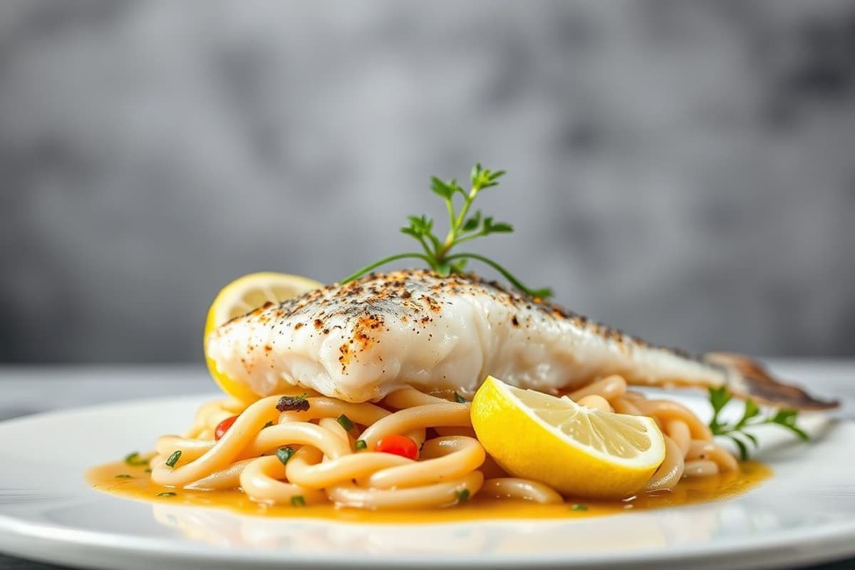 Pescado Blanco al Vapor con Salsa de Vino Blanco y Limón