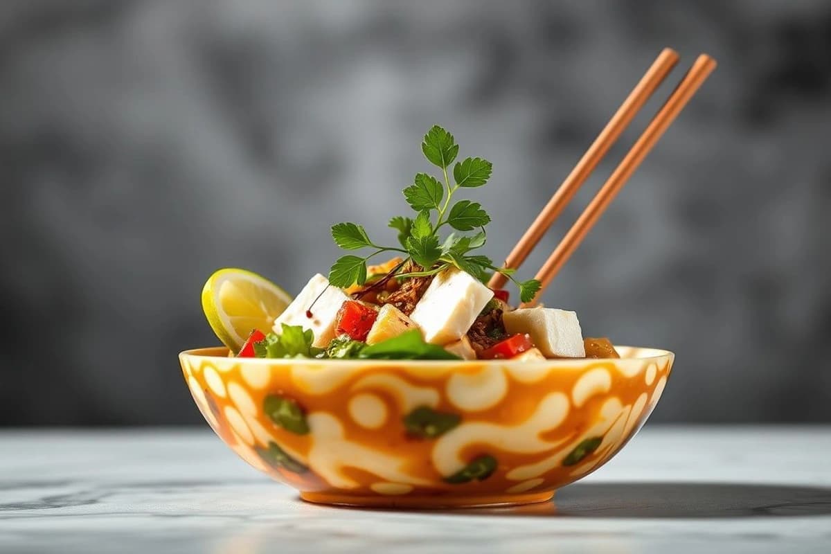 Pho de Tofu y Soja con Verduras Frescas y Especias Aromáticas