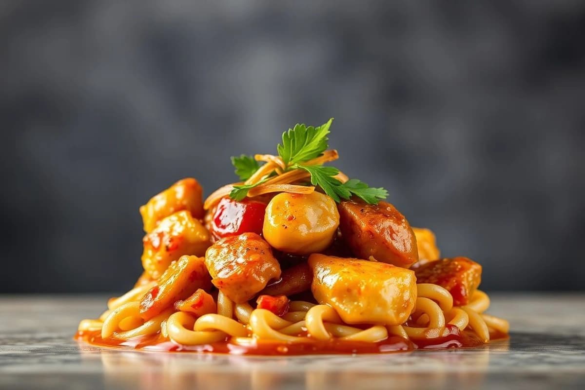 Pollo al Curry Japonés con Salsa Teriyaki y Cebolla Caramelizada