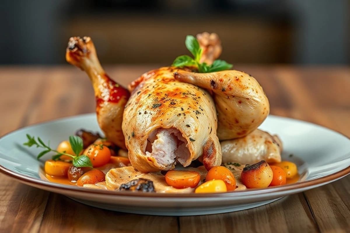 Pollo al Horno con Azafrán y Setas: Un Plato Italiano con Sabor Mediterráneo