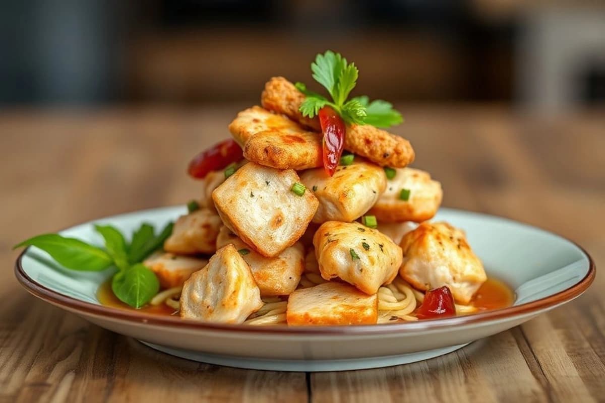 Pollo Satay Vietnamita con Miel de Caña de Azúcar y Coco Rallado