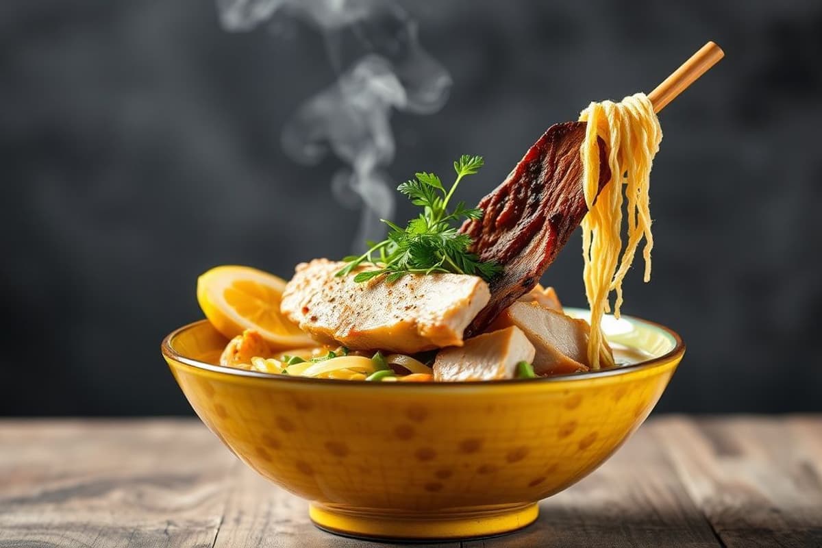 Ramen de cerdo con fusión italiana: un abrazo de sabores