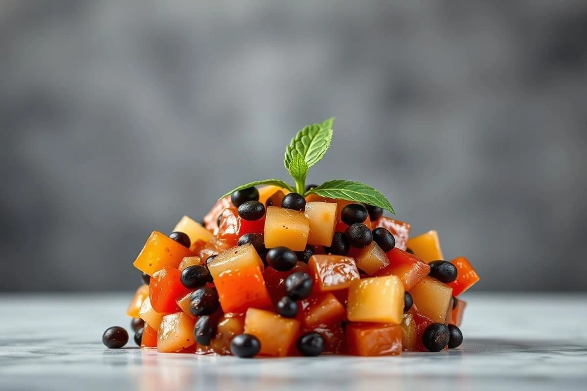 Salsa de Tomate y Coco con Frijoles Negros y Jengibre Fresco
