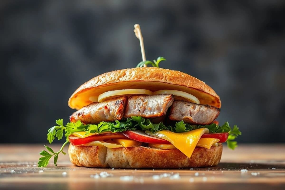 Sándwich de Pascua: Cerdo Asado al Grill con Mostaza Casera y Lechuga Fresca