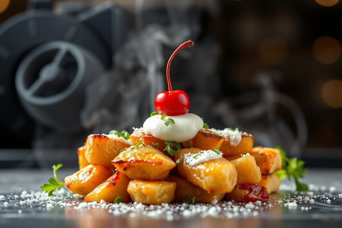 Setas al fuego de la parrilla con lechuga fresca y queso crema