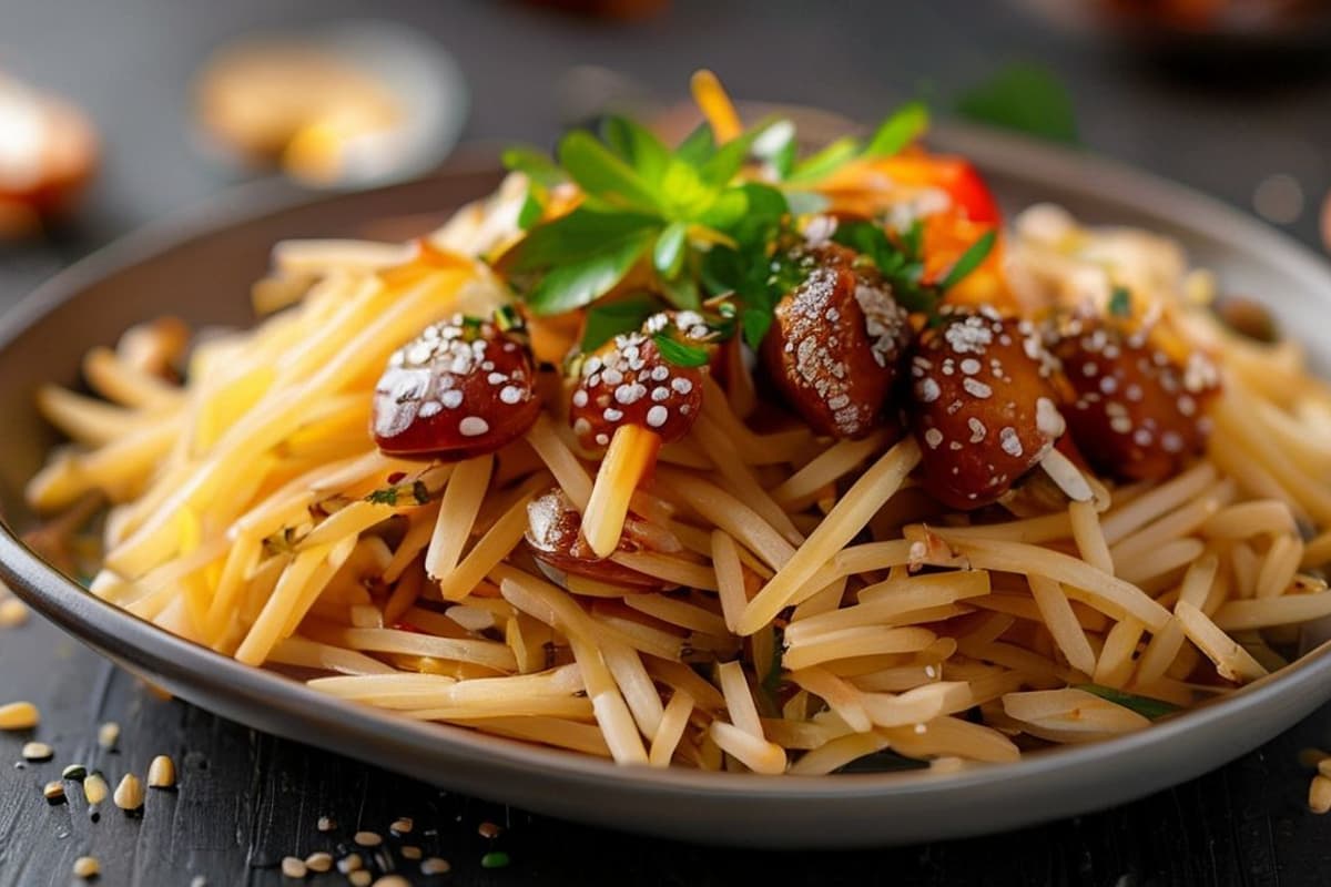 Setas y Hongos Manti Turco con Fideos de Trigo Integral