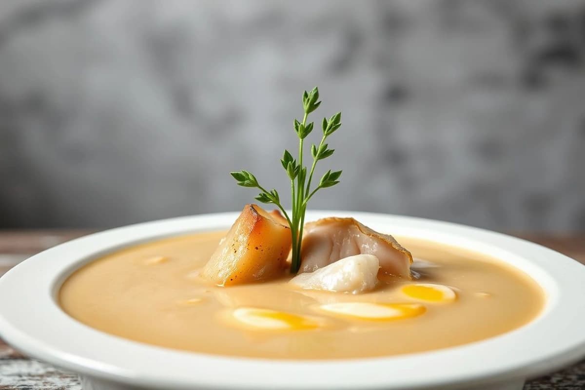 Sopa de cerdo tailandesa asada con leche de coco y hierbas frescas