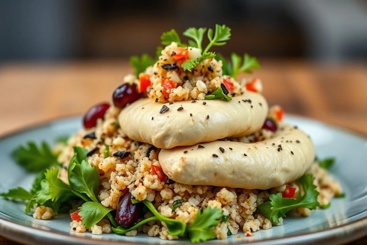 Stifado de verduras con quinoa y hummus griego: un festival de sabores y texturas