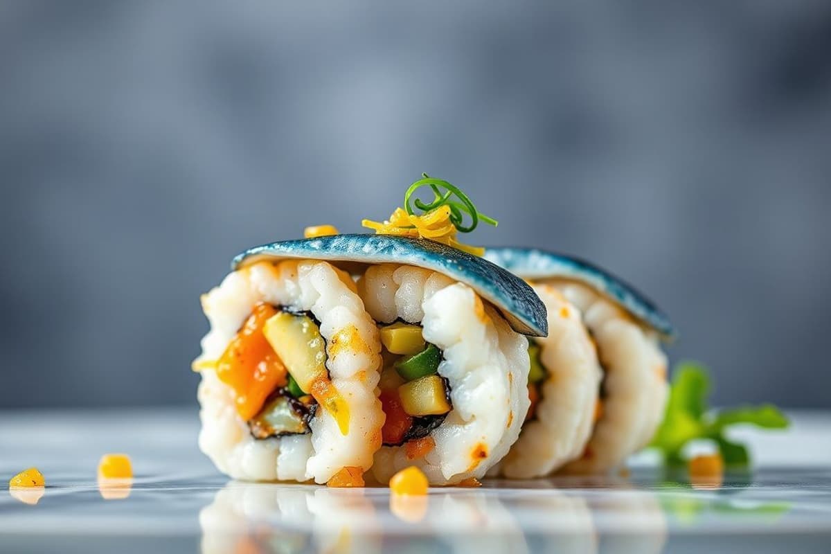 Sushi de Pescado Azul al Vapor con Salsa de Soja y Limón