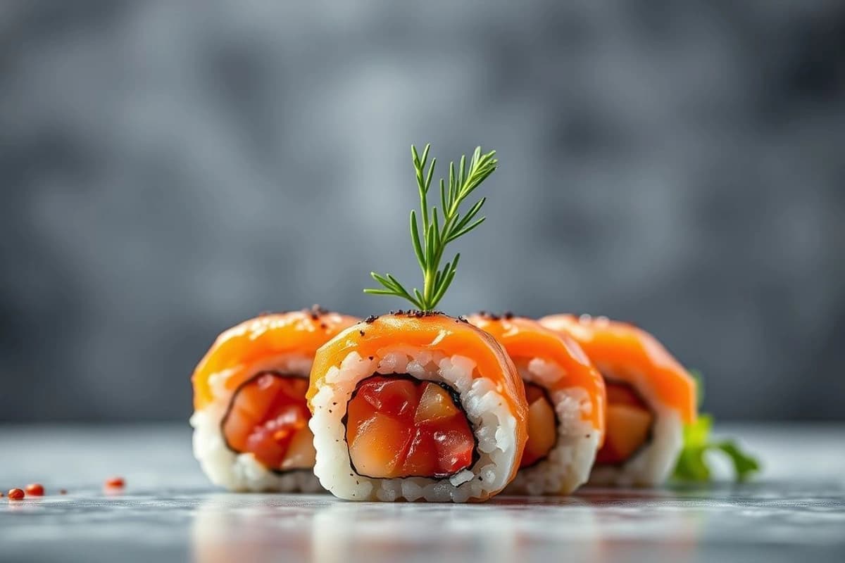Sushi fresco de salmón rojo: un deleite para los sentidos