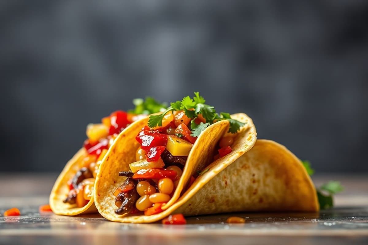 Tacos coreanos de ternera con salsa Gochujang casera y col morada crujiente