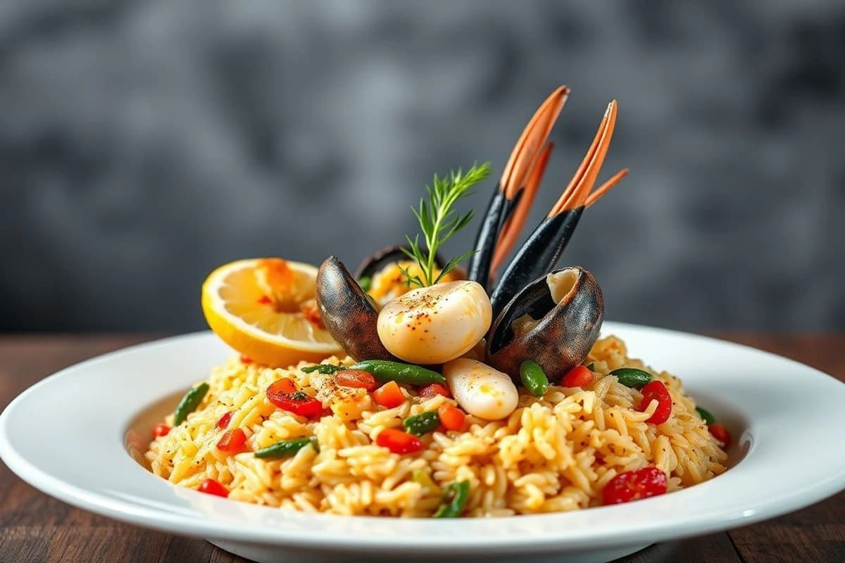 Tajine de Mariscos con Arroz y Verduras, un Plato Marroquí para una Cena Romántica