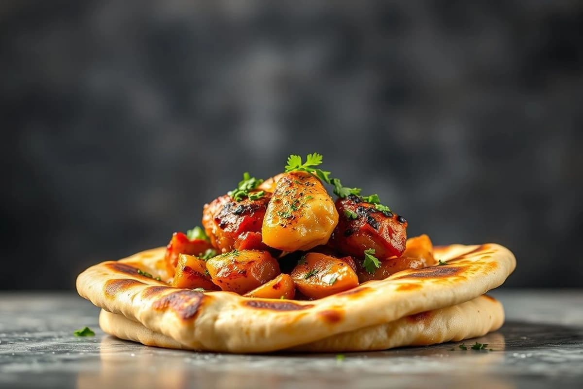 Tandoori Naan con Pollo Marido a la Parrilla y Mantequilla Aromatizada