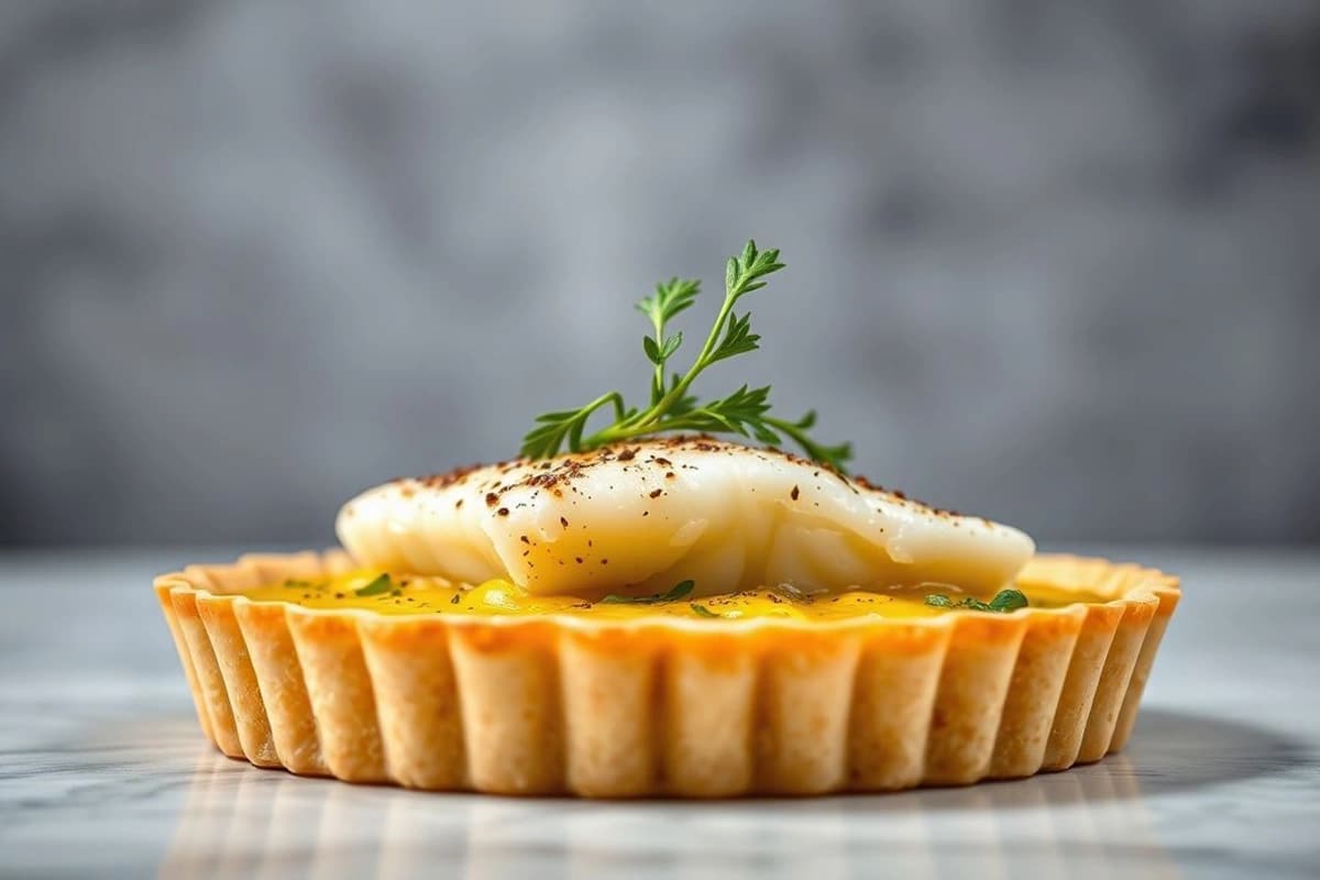 Tarta de Pescado Blanco con Salsa de Limón y Aji Amarillo