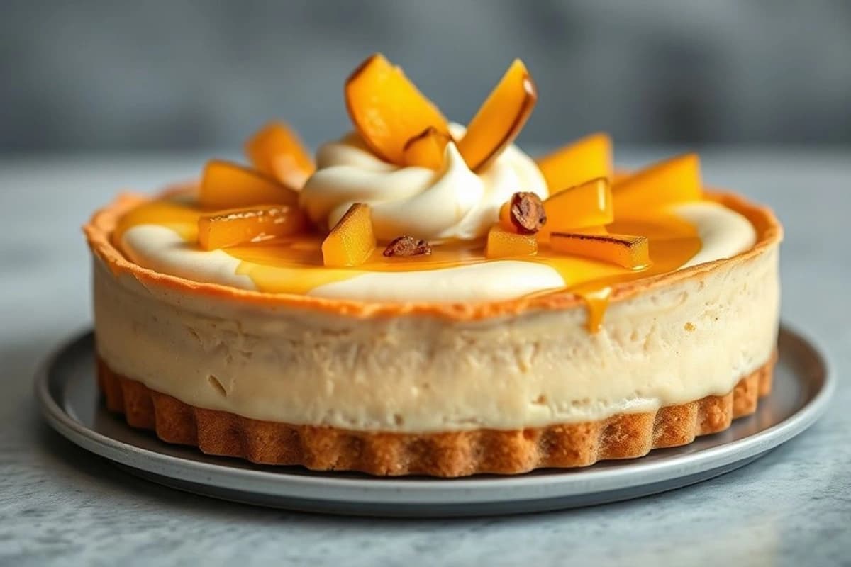 Tarta de setas y hongos otoñal con crema de leche ligera y caramelo de calabaza